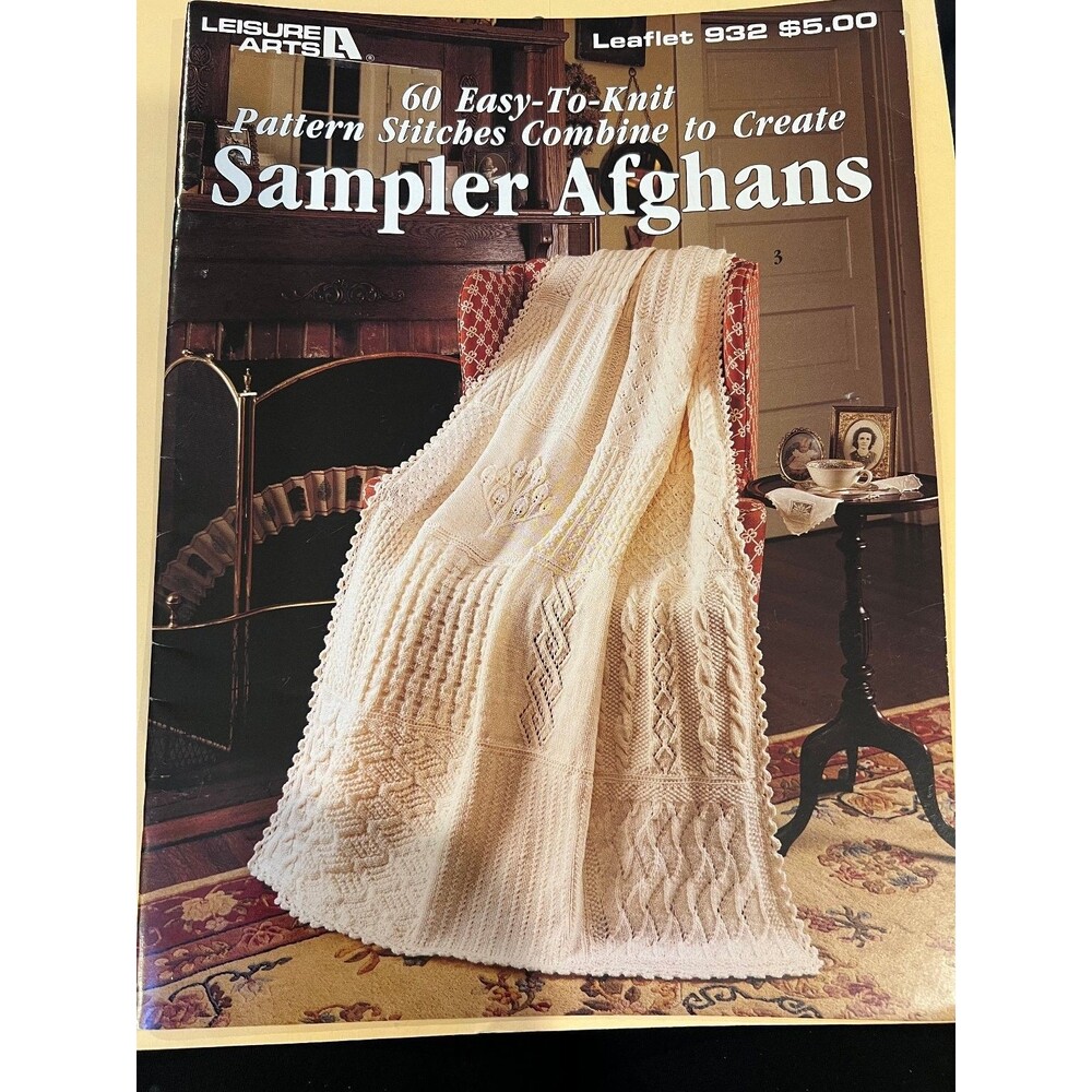 Leisure Arts Sampler Afghans Knitting Pattern Booklet 60 Easy-to-Knit Stitches